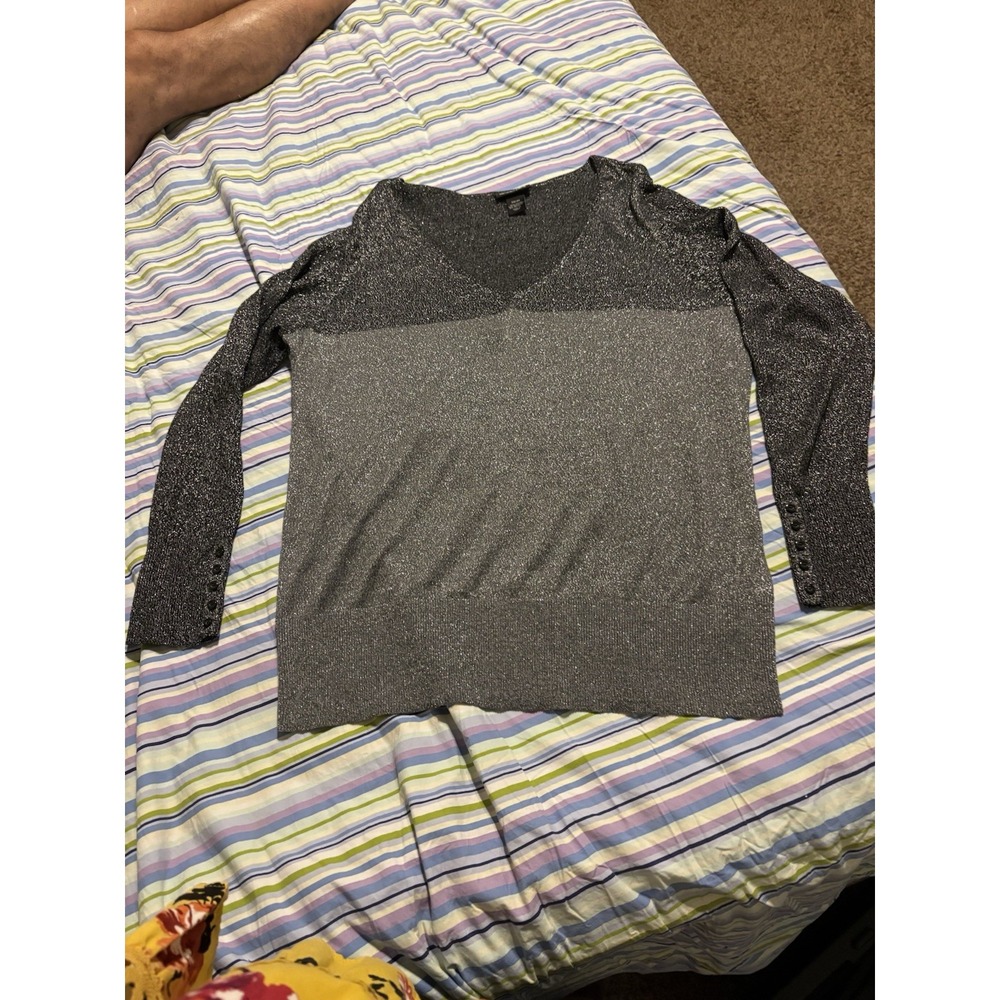 Lane Bryant Metallic Sweater Silver Charcoal Colorblock Plus Size 22/24 5153